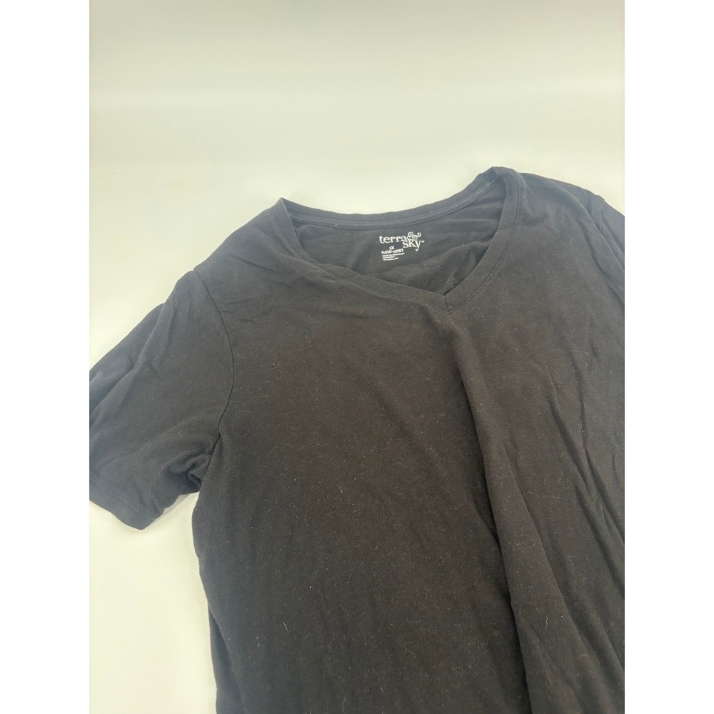 Terra Sky Black V Neck Short Sleeve T Shirt‎ Top Plus Size 1X 16W 18W